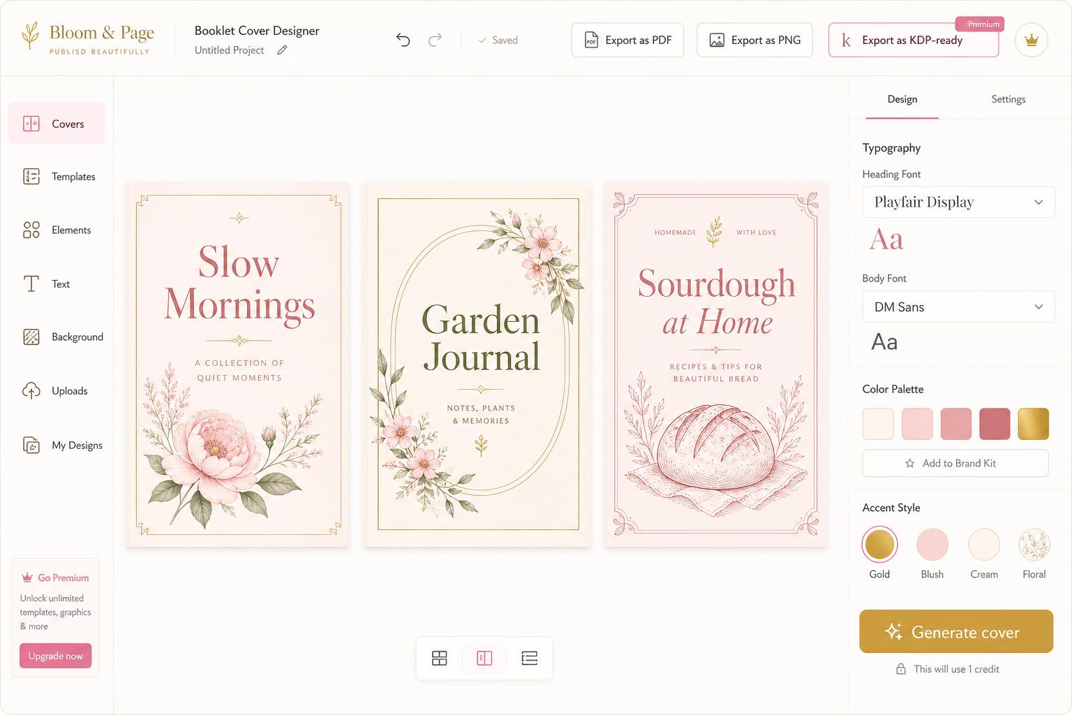 bookgenieai cover designer with typography and palette picker